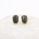 Natural Bloodstone Stud 7x11mm Cushion Gemstone Earrings, Prong Set Handmade Earrings, 925 Silver 18k Gold Plated Earring, Womens Day Gift